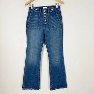 Loft Button Fly The Slim Flare Medium Blue Wash Jeans